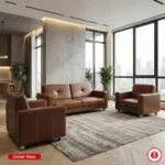 انتريه مكتب جلد 3+2 مريح بتصميم تنفيذي مناسب لمساحات الاستقبال