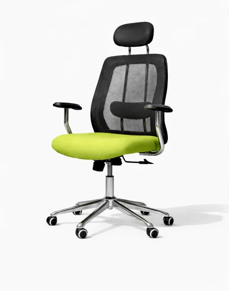 green mesh office chair smart seat fixed arms ergonomic chair