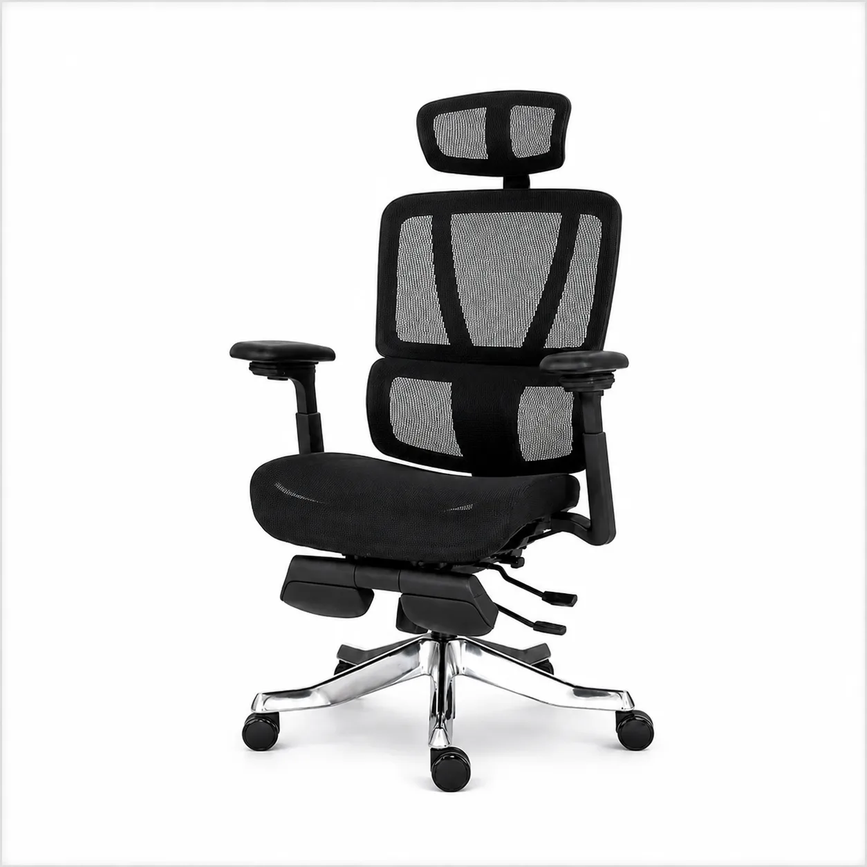 vip front VIP ergonomic office chair with 3D headrest and integrated footrest
